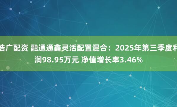 浩广配资 融通通鑫灵活配置混合：2025年第三季度利润98.95万元 净值增长率3.46%